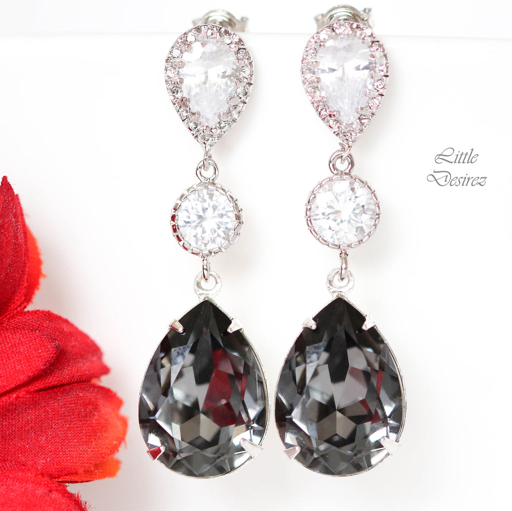 Grey crystal earrings - SV SONS - 3996265